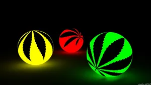 Weed Print On Glowing Balls Wallpaper