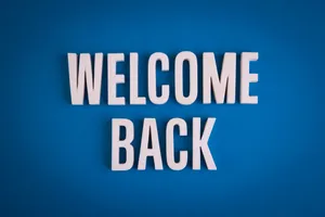Welcome Back Message Blue Background Wallpaper
