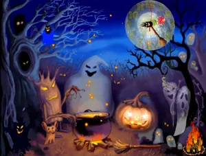 Welcome The Spooky Season With Our Animated Halloween Wallpaper! Wallpaper