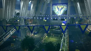 Welcome To The Vault-tec Campaign Stadium - The Perfect Spot To Cheer On Your Favorite Fallout 76 Team! Wallpaper