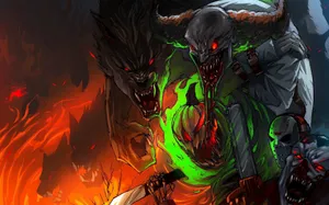 Werewolf Halloween Cartoon Art Wallpaper