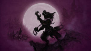 Werewolf Purple Moon Village Wallpaper
