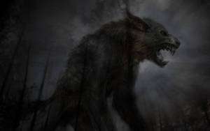 Werewolf Roaring In The Dark Wallpaper