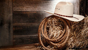 Western Cowboy Hat On Haystack Wallpaper