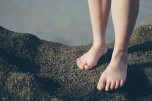 Wet Girl Feet On Sand Wallpaper