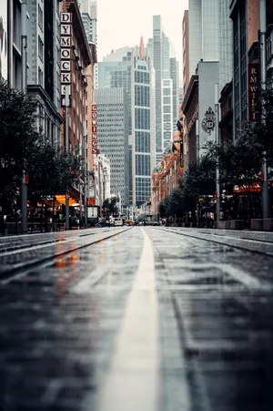 Wet Road In The City Wallpaper