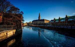 Wet Road Of Copenhagen Wallpaper