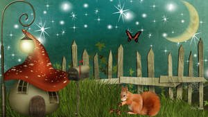 Whimsical Mushroom House Wallpaper