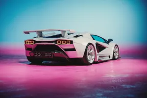 White 3d Car Pink Aesthetic Floor Wallpaper