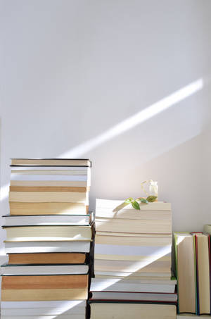 White Aesthetic Book Collection Wallpaper