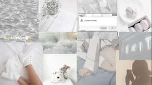 White Aesthetic Laptop Boots And Food Wallpaper