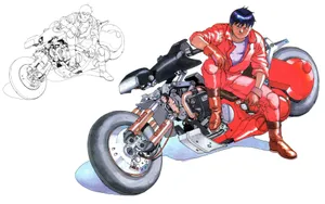 White Akira Kaneda On Bike Wallpaper