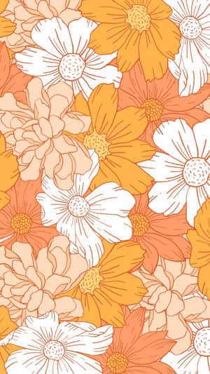 White And Orange Flower Drawing Wallpaper