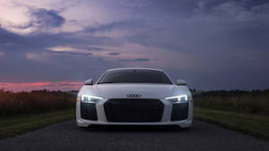 White Audi R8 Front Wallpaper