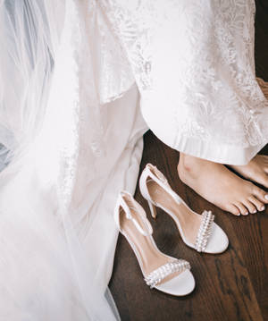 White Bridal Shoes Wallpaper