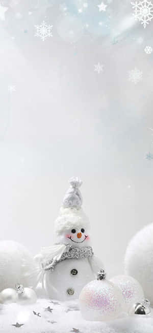 White Christmas Snow Man Cute Wallpaper