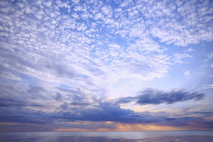 White Clouds With Sunset View Horizon Wallpaper