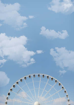 White Ferris Wheel Aesthetic Light Blue Wallpaper