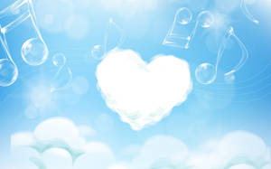 White Heart Cloud Musical Note Wallpaper