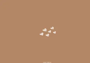 White Hearts On Beige Brown Aesthetic Wallpaper