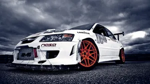 White Jdm Red Wheels Sports Car Wallpaper