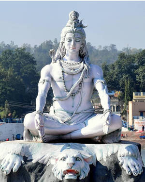 White Lord Shiva Sculpture Wallpaper