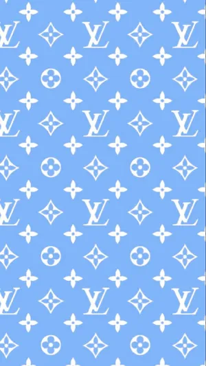 White Louis Vuitton Monogram On Light Blue Wallpaper