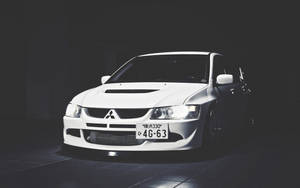 White Lowrider Mitsubishi Lancer Wallpaper