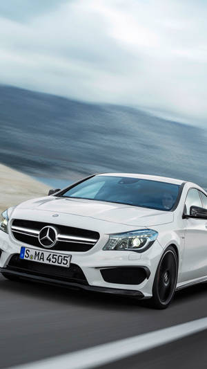 White Mercedes Benz Road Iphone Wallpaper