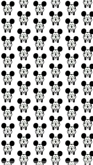 White Mickey Mouse Face Pattern Phone Wallpaper