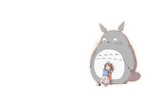White Minimalist Totoro Girl Wallpaper