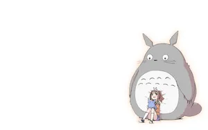 White Minimalist Totoro Girl Wallpaper