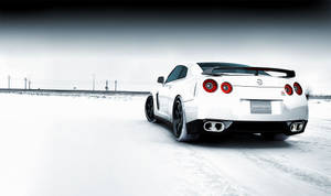 White Nissan Gtr In Back View Wallpaper