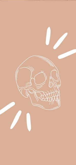 White Skull Beige Aesthetic Phone Wallpaper