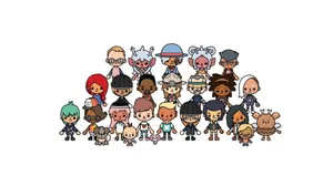 White Themed Toca Boca Characters In A Creative Display Wallpaper