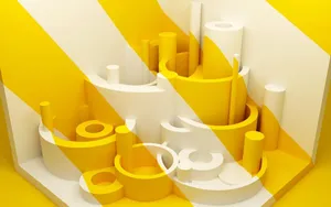 White Yellow Aesthetic Desktop 3d Art Wallpaper