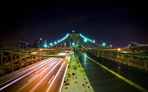 Widescreen Brooklyn Bridge At Night Wallpaper