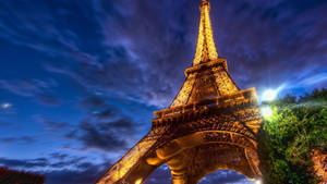 Widescreen View Of Eiffel Tower Wallpaper