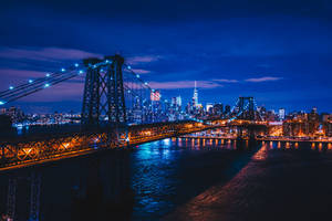 Williamsburg Bridge New York City Night Lights Wallpaper
