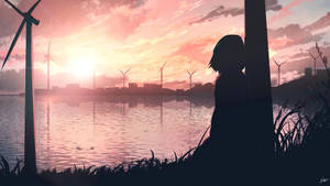 Windmill Girl Alone Wallpaper