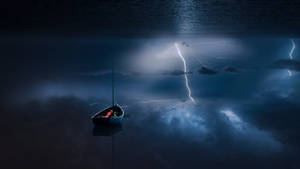 Windows 11 4k Lightning At Sea Wallpaper