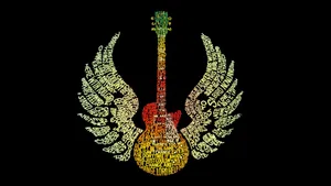 Winged Electric Guitar Artwork Wallpaper