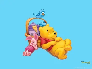 Winnie The Pooh Basket Of Honey Wallpaper