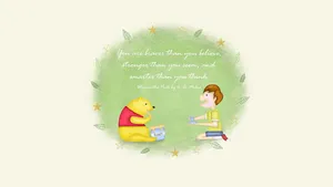 Winnie The Pooh Quotes With A Boy Wallpaper