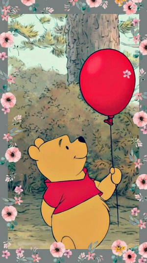 Winnie The Pooh With Balloon Wallpaper