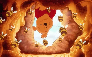 Winnie The Pooh With Bees Wallpaper