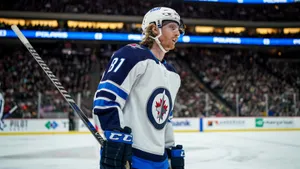 Winnipeg Jets American Ice Hockey Player Kyle Connor Shot Wallpaper