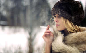 Winter Clothing Girl Smoking Wallpaper