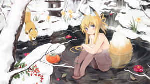 Winter Fox Spirit Girl Anime Artwork Wallpaper