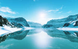 Winter Lake Snow Sunny Day Wallpaper